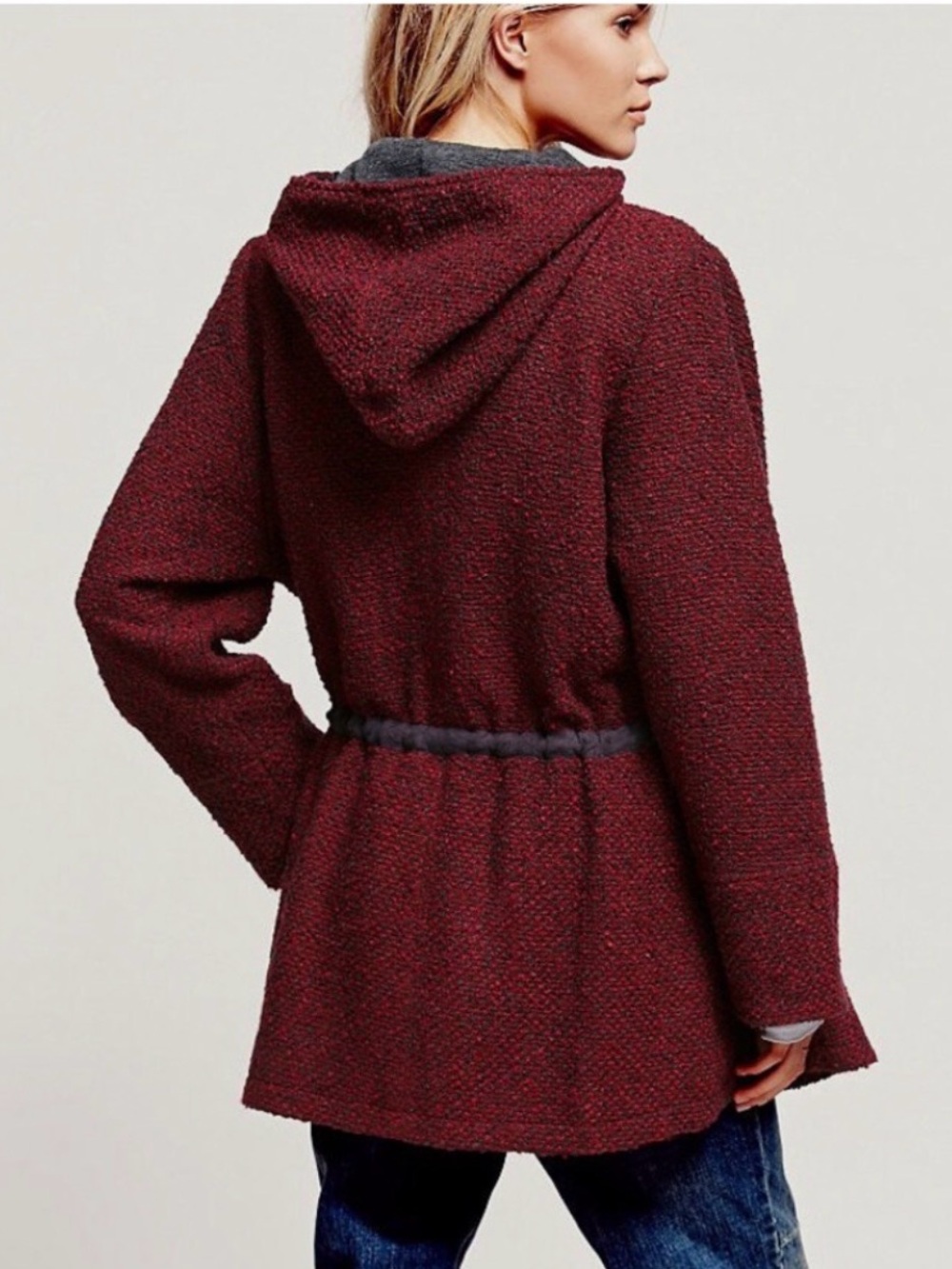 Free People "Satellite Image"
Tweed Wool Blend Hooded Jersey-Lined Coat Size S/P - Picture 4 of 14